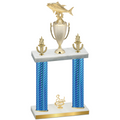 Double Blue Carbon Fiber Third Place Fishing Trophy
