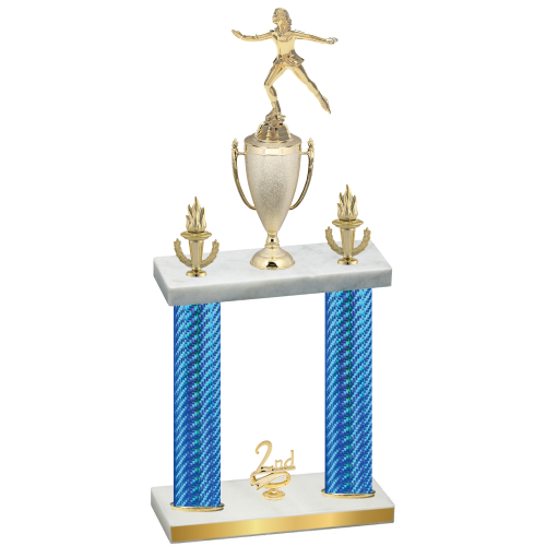 Double Blue Carbon Fiber Second Place Skater Trophy