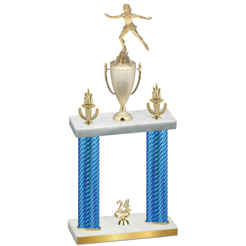 Double Blue Carbon Fiber Year Skater Trophy