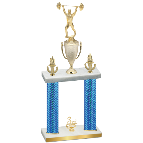 Double Blue Carbon Fiber Third Place Weights Trophy