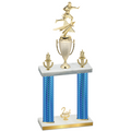 Double Blue Carbon Fiber Second Place Flag Football Trophy