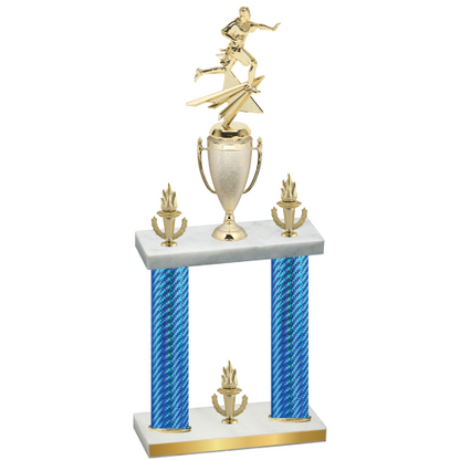 Double Blue Carbon Fiber Victory Flag Football Trophy