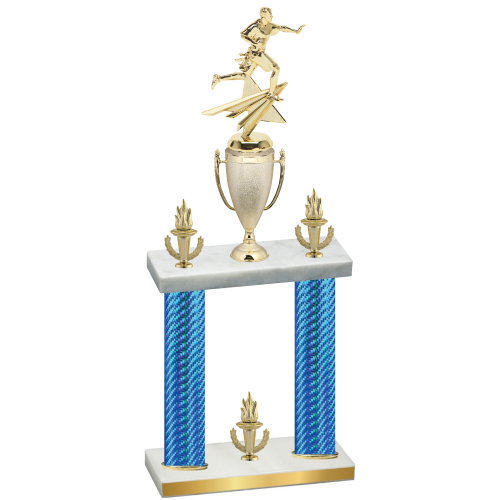Double Blue Carbon Fiber Victory Flag Football Trophy