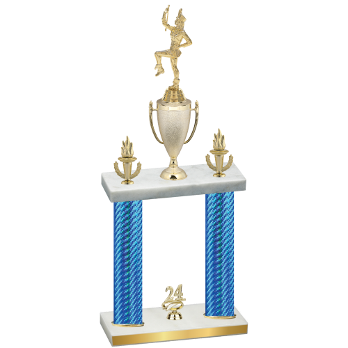 Double Blue Carbon Fiber Year Majorette Trophy