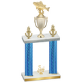 Double Blue Carbon Fiber Third Place Fishing Trophy