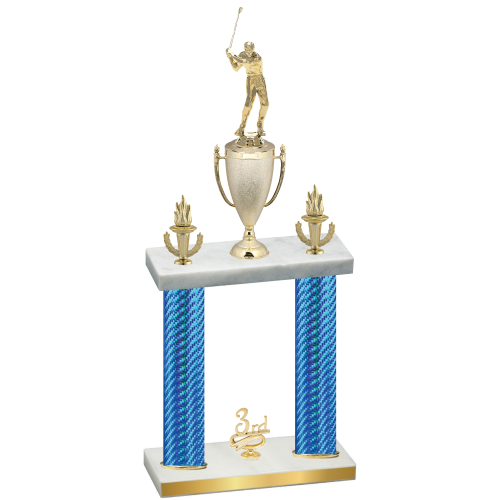 Double Blue Carbon Fiber Third Place Golf Trophy