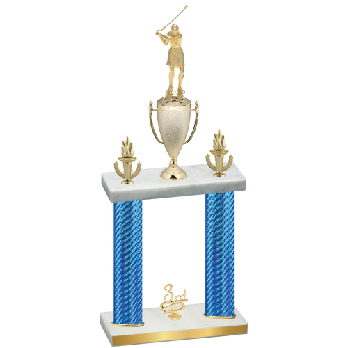 Double Blue Carbon Fiber Third Place Golf Trophy