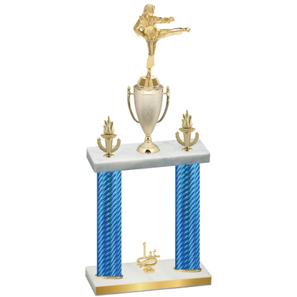 Double Blue Carbon Fiber First Place Karate Trophy