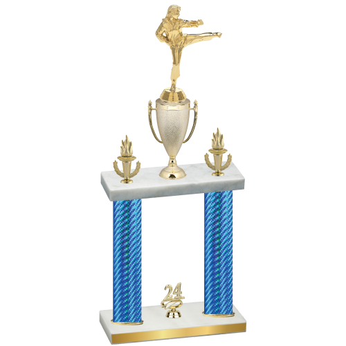 Double Blue Carbon Fiber Year Karate Trophy