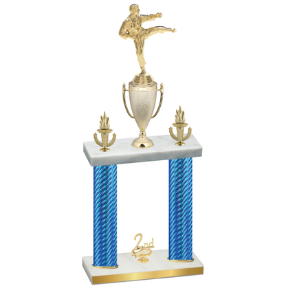 Double Blue Carbon Fiber Second Place Karate Trophy