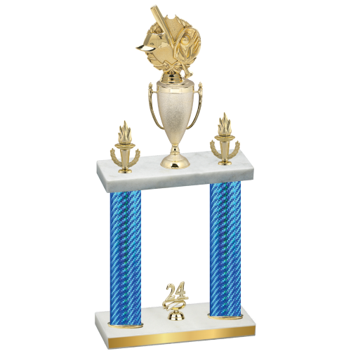 Double Blue Carbon Fiber Year Baseball Trophy