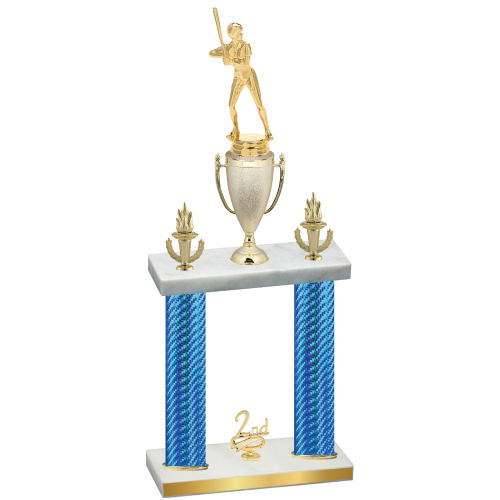 Double Blue Carbon Fiber Second Place Softball Trophy
