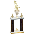 Double Black Glacier Third Place Football Trophy
