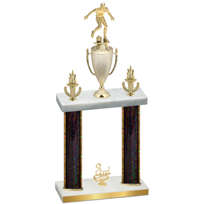 Double Black Glacier Third Place Soccer Trophy