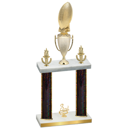 Double Black Glacier Third Place Football Trophy