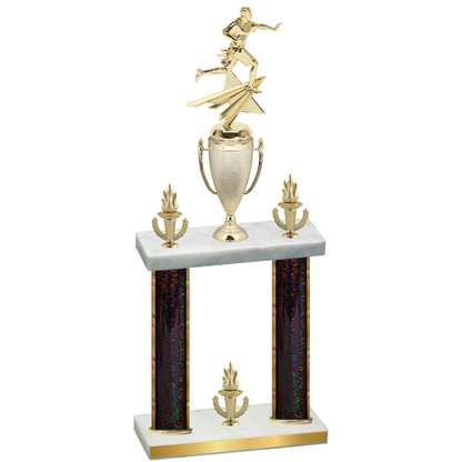 Double Black Glacier Victory Flag Football Trophy