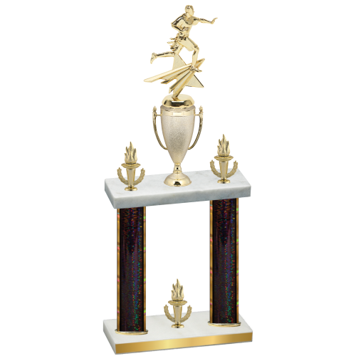Double Black Glacier Victory Flag Football Trophy