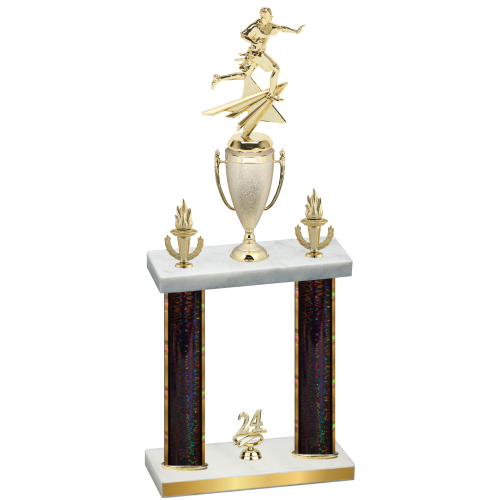 Double Black Glacier Year Flag Football Trophy