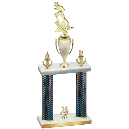 Double Black Carbon Fiber Year Football Trophy