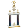 Double Black Carbon Fiber Year Soccer Trophy