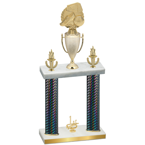 Double Black Carbon Fiber First Place Soccer Trophy