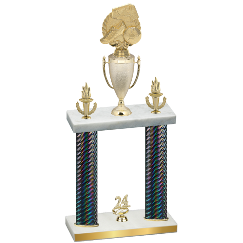 Double Black Carbon Fiber Year Soccer Trophy