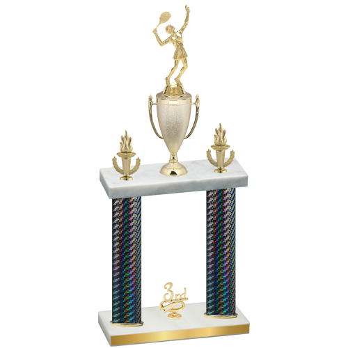 Double Black Carbon Fiber Third Place Tennis Trophy