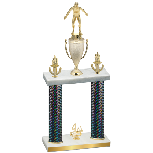 Double Black Carbon Fiber Fourth Place Wrestling Trophy