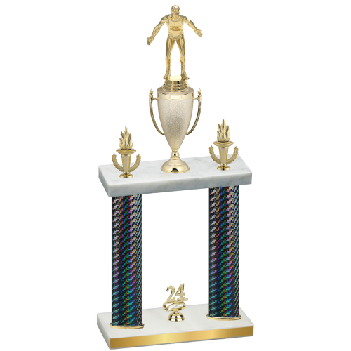 Double Black Carbon Fiber Year Wrestling Trophy