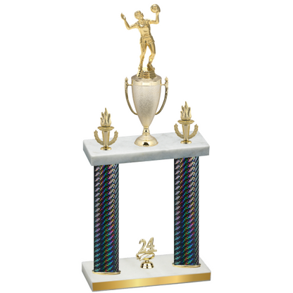 Double Black Carbon Fiber Year Volleyball Trophy