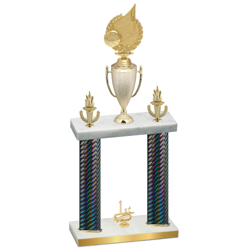 Double Black Carbon Fiber First Place Volleyball Trophy