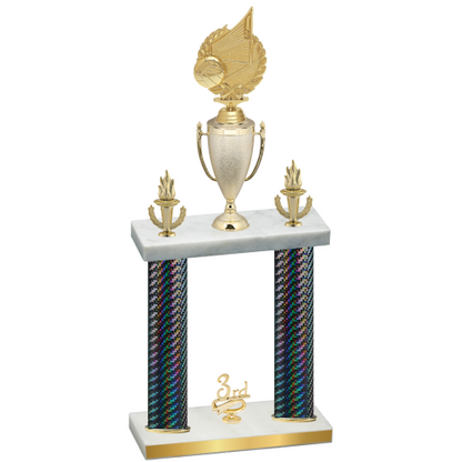 Double Black Carbon Fiber Third Place Volleyball Trophy
