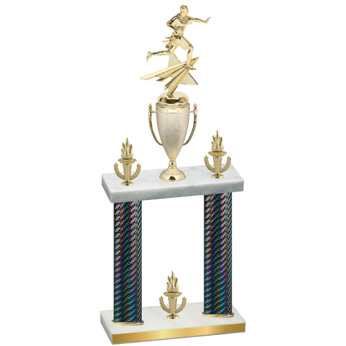 Double Black Carbon Fiber Victory Flag Football Trophy