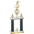 Double Black Carbon Fiber Year Flag Football Trophy