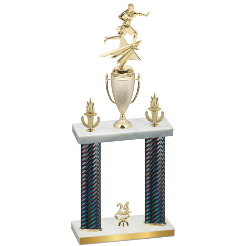 Double Black Carbon Fiber Year Flag Football Trophy