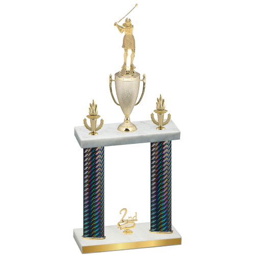 Double Black Carbon Fiber Second Place Golf Trophy