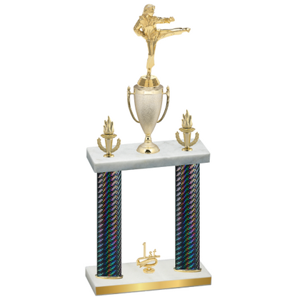 Double Black Carbon Fiber First Place Karate Trophy