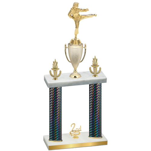 Double Black Carbon Fiber Second Place Karate Trophy
