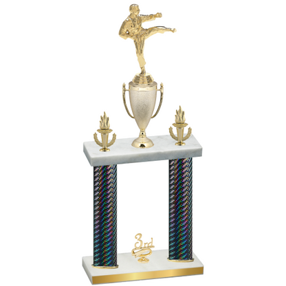 Double Black Carbon Fiber Third Place Karate Trophy