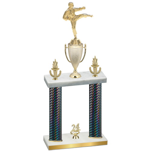 Double Black Carbon Fiber Year Karate Trophy