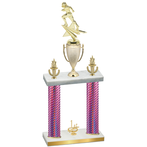 Double Pink Carbon Fiber First Place Football Trophy