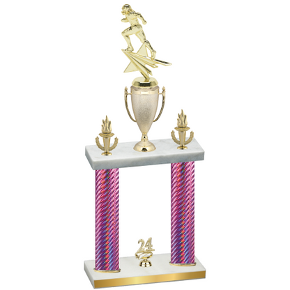 Double Pink Carbon Fiber Year Football Trophy