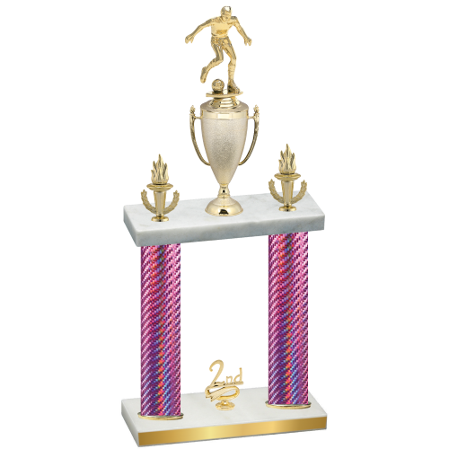 Double Pink Carbon Fiber Second Place Soccer Trophy
