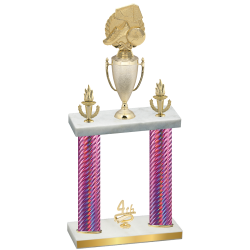 Double Pink Carbon Fiber Fourth Place Soccer Trophy