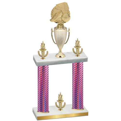 Double Pink Carbon Fiber Victory Soccer Trophy