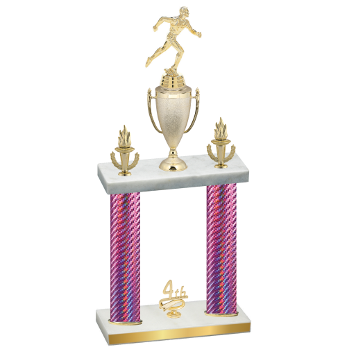 Double Pink Carbon Fiber Fourth Place Running Trophy