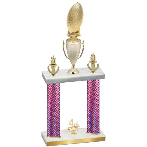 Double Pink Carbon Fiber Fourth Place Football Trophy