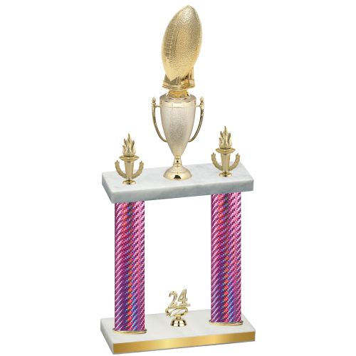 Double Pink Carbon Fiber Year Football Trophy