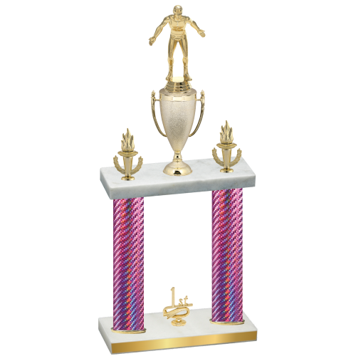 Double Pink Carbon Fiber First Place Wrestling Trophy