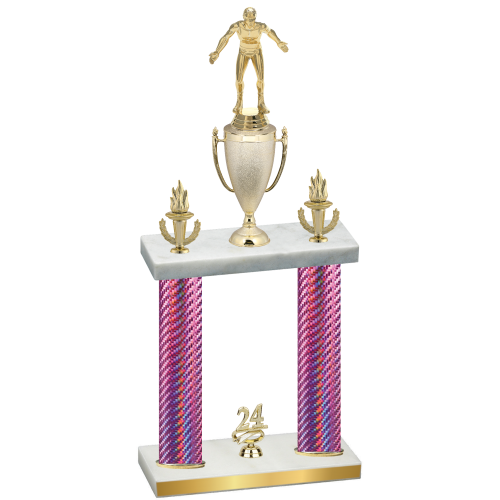 Double Pink Carbon Fiber Year Wrestling Trophy